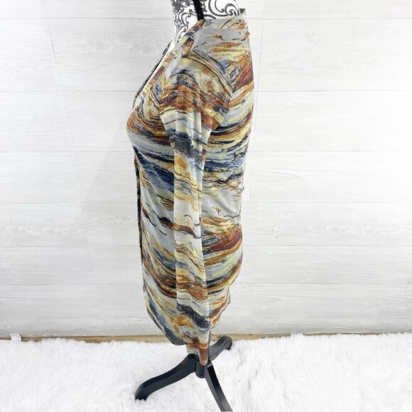 Vivienne Vivienne Tam Watercolor Button Down Long Stretch Cardigan - Picture 4 of 7